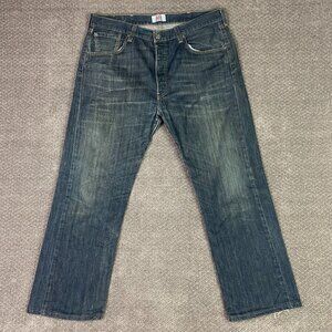 Levi's 501 Jeans Men's 38 x 32 Measures 37 x 29 Red Tab Button Fly Blue Cotton